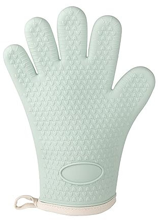 Sunicon BBQ Feuerfeste Handschuhe, 1472 °F, extrem hitzebeständige Grillhandschuhe, Ofenhandschuhe, rutschfeste Silikon-Ofenhandschuhe, küchensichere Kochhandschuhe zum Kochen, (Mint Green)