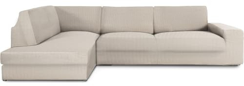 ECOMMERC3 Sofabezug für Chaiselongue, Eckteil Links mit sehr elastischer Rückenlehne, Bezug für Chaiselongue, Leinen, atmungsaktiv, mit Schaumstoff und Gummibändern, rechts oder Links