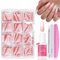 Nagel Tips Set - 240 Stück Französisch Falsche Nägel Zum Aufkleben - Weiß Rosa Gradient Design Künstliche Nägel Tips Full Cover Fake Nails Nail Art Manicure für Damen und Frauen (Rosa Lange Ballerina)