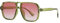 Long Keeper Occhiali da Sole Pilot Vintage Occhiali da Sole Quadrati da Donna Uomo Occhiali Doppio Ponte Retrò Occhiali da Guida Pilota UV400 (Montatura Verde - Lente Rosa Sfumato)