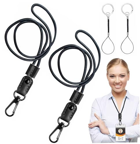 2pcs Lanyards für Schlüssel, 20,5 Zoll gewebter Leder -Lanyard mit Länge, Einsteller, Schlüsselkettenriemenschlüssel -Lanyard mit Metallschnalle für Schlüssel, ID -Kartenhalter, USB -Stick und M...
