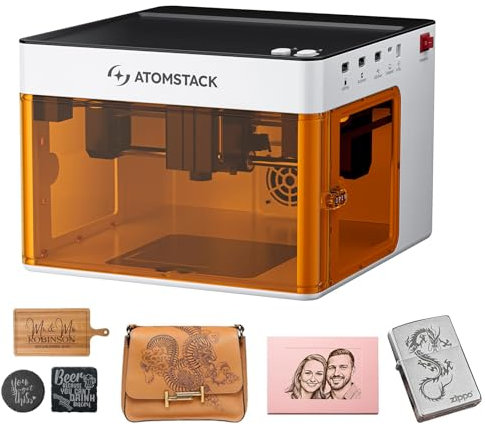 Atomstack P1 Laser Graviermaschine, Tragbarer Mini Lasergravierer für den Desktop, Atomstack App, 5W Laserausgangsleistung, CoreXY-Struktur, Dual Motor Antrieb, Lasersicherheit der Klasse 1