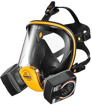 DEWALT reusable full face mask respirator (M) with A2P3 filters provides protection against organic gases and vapours as well as fine dust lead silica & MDF particles also EN166 to protect from debris