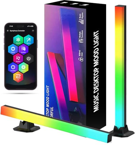 loyal Lampe LED TV, Gaming Smart LED Barres RGB avec Modes Scène, Modes Musique synchronisation musicale, Light Connectée avec App & Télécommande, 42cm