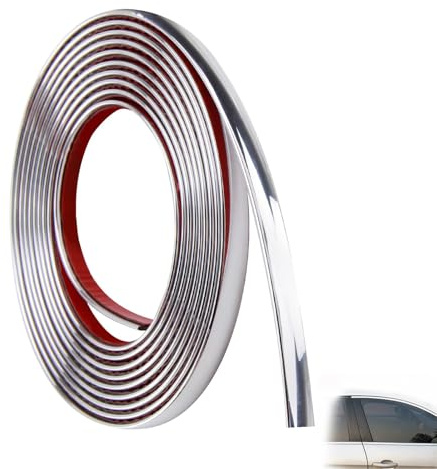Self Adhesive Chrome Trim, 6mm × 3meter Silver Flexible Molding Car Tape | Automotive Styling Moulding Strip Trim, Peel and Stick Mirror Frame Edging Decorative Strip for Wall, Furniture, Door