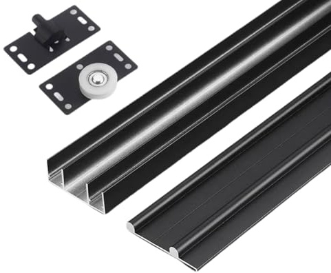 Serenitison Rail Porte Coulissante Double,Rail Porte Coulissante Placard,Rail de Porte Coulissante,Kit Porte Coulissante Rail Double,Coulissement et Traction fluides,Alliage d'aluminium Antirouille