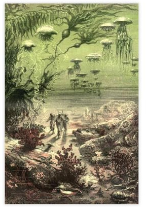 Édouard Riou Poster Twenty Thousand Leagues Under The Ilustration From The Jules Verne von Édouard Riou, Poster, Schlafzimmer, Leinwand-Dekordruck, Wandkunst, Büro, Zimmer, Aesthe