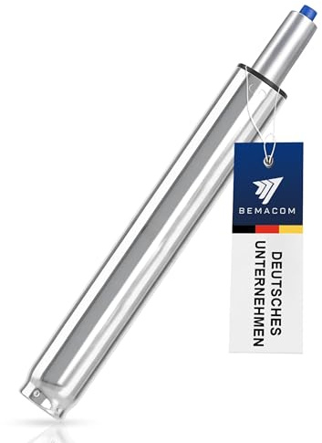 Bemacom Gasdruckfeder Bürostuhl extra lang Gasdruckdämpfer belastbar bis 200kg - Druckfeder Gasfeder Gaslift für Bürostuhl, Drehstuhl, Hocker, Barhocker, Chefsessel - 730 mm Gesamtlänge Chrom