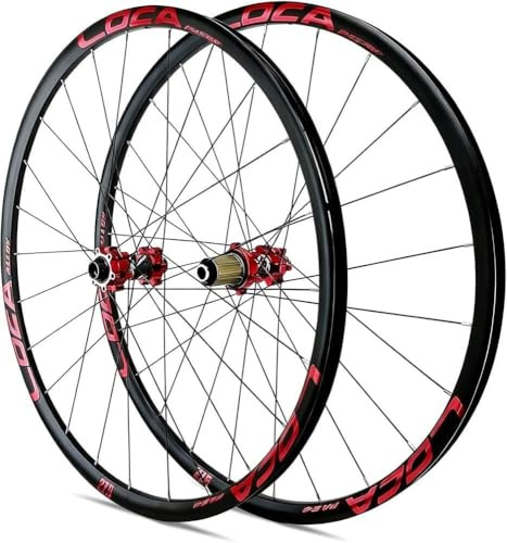 CUCKQUIC 700C Rennrad-Laufradsatz mit Scheibenbremsen, Steckachsen vorne und hinten 15 x 100 mm/12 x 142 mm, 24-Loch-Naben für 8/9/10/11/12-fach Kassette Red
