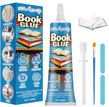 StinkBlitz Buchbinderleim Transparent, Flexibler Wasserfest Buchkleber, Papierkleber Extra Stark, Kleber für Buchreparatur, Buchbinden, Book Nook, Bilderrahmen, DIY-Projekte,60 ml