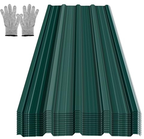 Monucep Chapa trapezoidal perfilada de 129 x 46 cm, juego de chapa de techo de aprox. 21 m², placas de techo de acero galvanizado de 0,25 mm para cobertizos de jardín, cobertizos, revestimiento de
