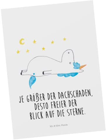 Mr. & Mrs. Panda Postkarte Einhorn Sternenhimmel - Geschenk, Unicorn, Einladungskarte, Einhorn Deko, Verrückt, Ansichtskarte, Dachschaden, Einhörner,