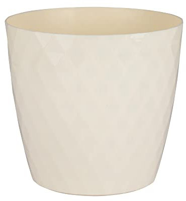 Home Garden Ornaments Plant Pots Indoor, Indoor Plant Pot - Decorative Plastic Flower Pots with Glossy Crystal Surface (Diameter: 18cm, Colour: Cream)