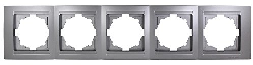 Gunsan Moderna 5-fach Rahmen für 5 Steckdosen Schalter Dimmer Silber