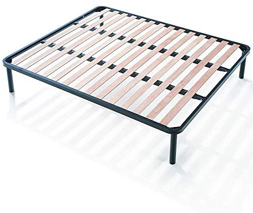 EVERGREENWEB Bett Lattenrost 140x195 Doppelbett Höhe 35 cm Orthopädisches Extra Komfort Leisten Holz mit 4 Abnehmbar Füße Verstärkte Rahmen aus Stahl Bettgestell geeignet für alle Betten & Matratzen