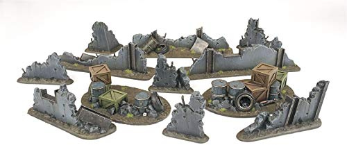 War World Gaming War-Torn City Bauschutt und Barrikaden Set - 28mm Tabletop Gelände Landschaft Modellbau Modell Miniatur Diorama Schlachtfed Deckung Versatzstücke Wargaming