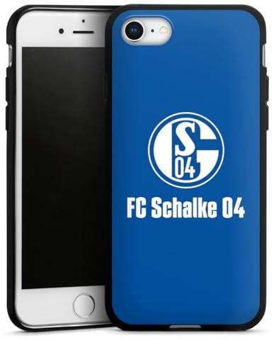 Silikon Hülle kompatibel mit Apple iPhone 7 Case schwarz Handyhülle Bundesliga FC Schalke 04 Fußball