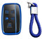 M.JVisun Doux TPU Clef Coque Porte-clés pour Jaguar XE XEL XF XFL XJ F-Pace F-Type Intelligent Clé de Voiture - Brillant Bleu - Tressé Porte-clés
