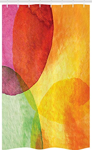 ABAKUHAUS Abstrakt Schmaler Duschvorhang, Aquarell Moderne Kunst, Badezimmer Deko Set aus Stoff mit Haken, 120 x 180 cm, Gelb Orange Lime Green