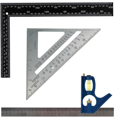 Daptez ® Metal Roofing Rafter Set Square 12 X 8 (300mm x 200mm), Dual Markings Metric and Imperial Roofers Square Alloy Rafter Guide for All Trades and DIY