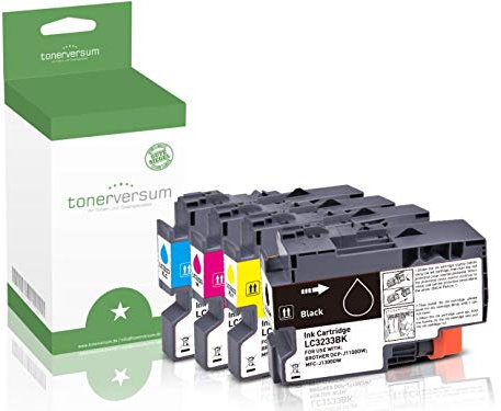 Tonerversum 4 Tinten kompatibel zu Brother LC-3233 Schwarz Cyan Magenta Gelb Druckerpatronen für DCP-J1100dw MFC-J1300dw Multipack CMYK