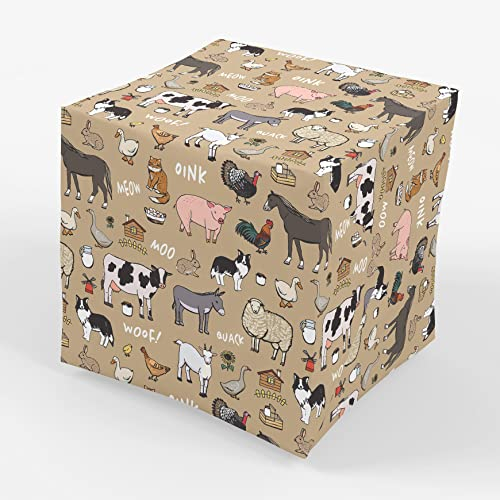 Stesha Party Geschenkpapier, Motiv: Bauernhoftiere, Kuh, flach gefaltet, 76,2 x 50,8 cm, 3 Blatt