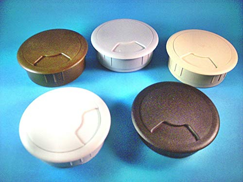 1 Kabeldurchführung Schreibtisch zur Montage an Tischkanten, Kunststoff (80 mm Durchmesser, Beige)