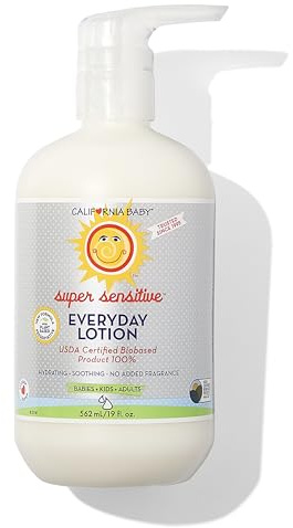 California Baby Super Sensitive Lotion ohne Parfüm, feuchtigkeitsspendend, 100 % pflanzlich, Lotion für Neugeborene, hypoallergene Lotion, 562 ml
