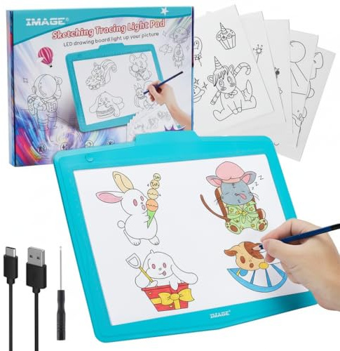 IMAGE A4 LED Tracing Pad for Kids, Rechargeable Drawing Light Box 10 Sheets