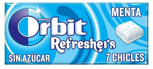 Orbit Refreshers, Chicles Sin Azúcar Sabor Menta que proporciona frescura inmediata, en formato gragea en pack de bolsillo (16 x 7 chicles)