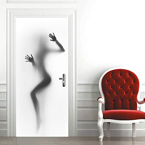 Autocollant Porte 77cm x 200cm Femme de salle de bain Poster de Porte Papier Peint Porte Sticker De Porte Trompe l'oeil Effet 3D Intérieure Muraux PVC Stickers Salle De Bain Cuisine Décoration