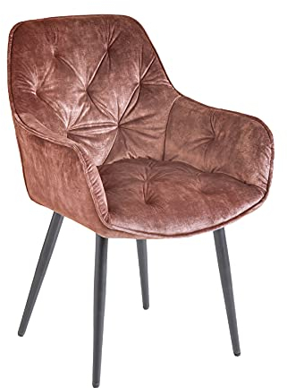 Riess Ambiente Design Stuhl Milano braun Samt mit Chesterfield Steppung Armlehnenstuhl Esszimmerstuhl Polsterstuhl