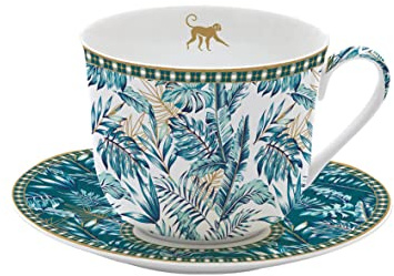 EASY LIFE Tasse petit déjeuner avec assiette 400 ml en porcelaine Jungle