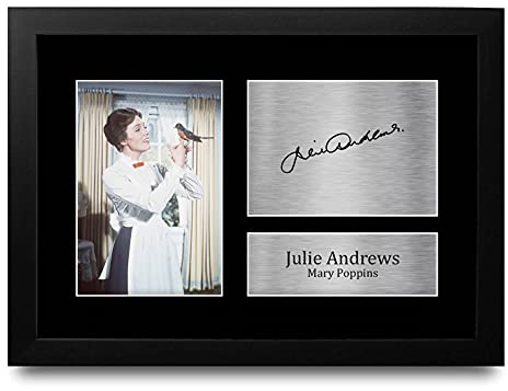 HWC Trading FR A4 Julie Andrews Mary Poppins - A4 Framed Regali Stampati Autografo Firmato Immagine Per Gli Appassionati Di Memorabilia Di Film - A4 Incorniciato