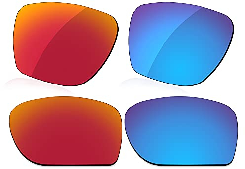 LenzReborn Polarized Lens Replacement for Oakley Sylas OO9448 Sunglass - Fire Red+Ice Blue