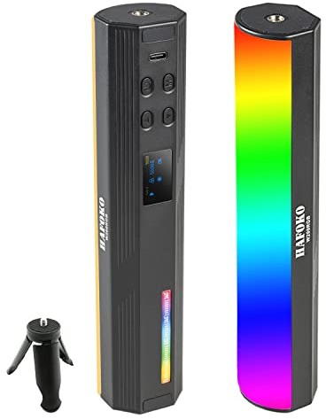 HAFOKO W200 RGB Handheld Licht Zauberstab Wand Light Fotografie Stick Video LED Beleuchtung Handheld Leuchte Fotografie Vlog w Magnetisch CRI95+ 2500K-9000K 3000mAh Batterie für Vlog YouTube Living