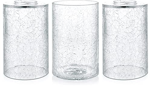 Skelang 3-teiliger Glasschirm, Crackle-Schirm, 42 mm klarer Schirm, Ersatz-Zylinderschirm für Anhänger, Wandleuchte, Waschtischlampe, Tischlampe