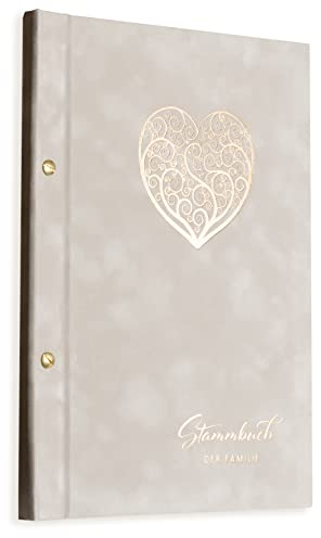 A4 Stammbuch Stammbuch der Familie Sanja Herz grau Hochzeit incl. Hüllen und Einleger