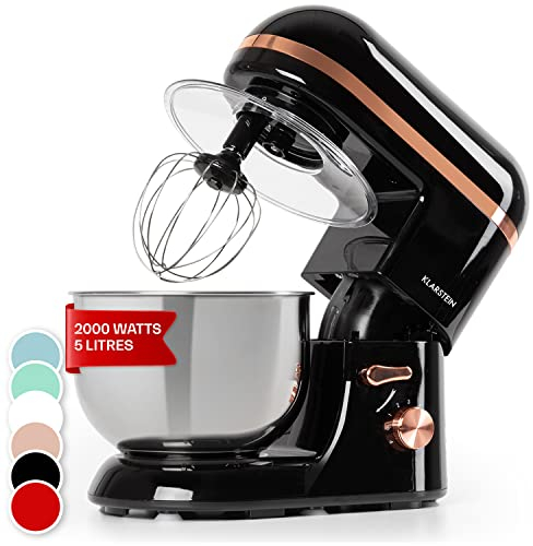 Klarstein 5L Food Mixer - 1800W Stand Mixer with Bowl, Dough Hook, Whisk & 6 Speed Planetary Rotation for Baking Bread & Pastry