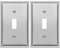 Kipp-Lichtschalter, Dekorateur, Metall-Wandplatte, Edelstahl-Schalter-Abdeckung, gebürstete Oberfläche, silberfarben (2 Stück, Einzelnebel)