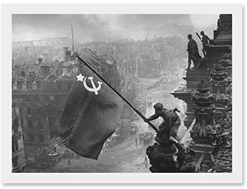 Artery8 Khaldei War WWII USSR Soviet Flag Over Reichstag Berlin Photo Artwork Framed A3 Wall Art Print