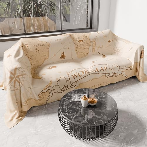 PETTI Artigiani Italiani - Sofadecke und Überwurf aus Mikrofaser – Vielseitige Tagesdecke für Sofa, Bett und Tisch, Waschbar, Schützend, Made in Italy, World 02, 180 x 270 cm