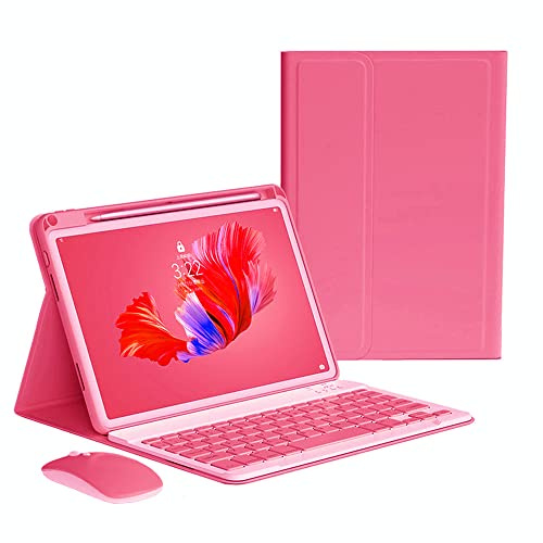 kaitesi iPad 10. Generation 2022 Tastaturhülle Maus, magnetisch abnehmbare kabellose Farbtastatur, schlanke Hülle, leichte Smart-Hülle für iPad 10 10,9 Zoll (27,7 cm), Dunkelrosa