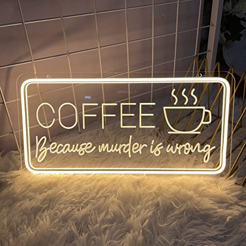 LED Neon Sign for Wall Decor, Warm White USB Powered - Café, Restaurant, Coffee Bar (15.7 * 7.8 inch)