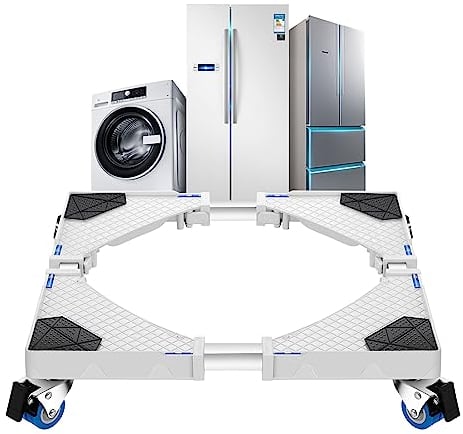 [en.casa] Waschmaschinen-Untergestell Zaberfeld Waschmaschinen Sockel mit 4 Rollen Podest max. 300 kg Edelstahl Weiß