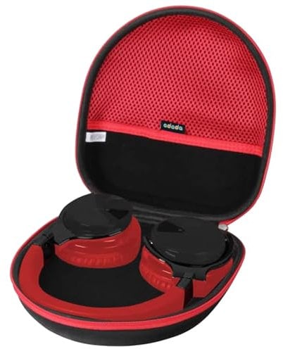 Adada Hard Travel Case for Silensys / PurelySound / MOVSSOU / COWIN / Tapela / Audonia E7 Active Noise Cancelling Bluetooth Headphones (Black+Red)