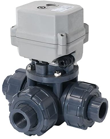 kezhai Dream 1 1/2 24VDC motorisierter Kugelhahn, DN40 PVC 3-wege elektrischer Kugelhahn,Mit Manueller Funktion,CR702