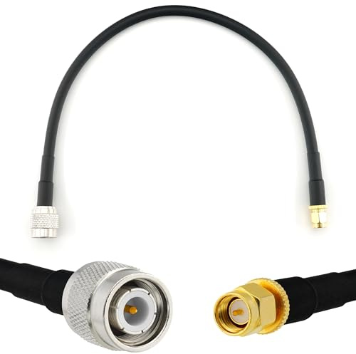 30cm TNC Stecker auf SMA Stecker Koaxialkabel — TNC SMA Verlängerungskabel HF-240 (LMR 240 Äquivalent) 0,3 Meter Jumper Kabel (50 Ohm) — Schwarz Antennenkabel für HAM Radio CB Funk WIFI Antenne
