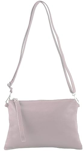 modamoda de - T186 - ital. pochette a tracolla in pelle media, Lilla Chiaro, s