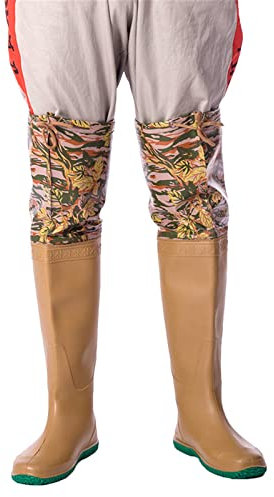 Stivali Pesca Impermeabili Con Stivali Da Pioggia Antiscivolo Tuta Trampoliere Stivali Da Pesca Alti Sopra Il Ginocchio Da 65 Cm Stivali Caccia Lavoro All'aperto Trampolieri Unisex,Beige,44 EU